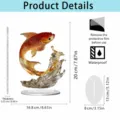 2D acrylic koi fish ornament desk decor, HD printing art, waterproof, height 20cm, 16.8cm width. - 20cm / Gold Koi Fish