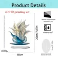 2D Acrylic Animal Ornament Desktop Decor Clear Print Home Office Showcase Display - Fantasy Floral and Animal / 20cm