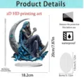 Detailed dimensions of 2D acrylic standee with moon goddess artwork, showing height and base specs. - 20cm / Goddess Moon and Butterfly