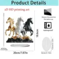 2D acrylic horse tabletop ornament with marble base, clear printing, home decor stand. - 20cm / Three Galloping Horses