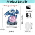 2D acrylic dragon standee detail view showing precise product dimensions and waterproof feature. - 20cm / Blue Dragon Crystal Ball