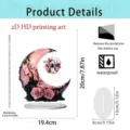 Details of the pink moon acrylic ornament showing thickness, dimensions, and waterproof feature. - Pink Moon Rose Spiderweb / 20cm