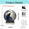 Gothic black cat acrylic ornament 2D HD print fantasy desktop decor with display base. - Gothic Magic Black Cat and Grim Reaper / 20cm