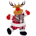 Grazioso renna di Natale in peluche ornamento sospeso per albero di Natale dettaglio - Renna in Tessuto Scozzese