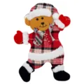 Ornamento sospeso orsetto di peluche per albero di Natale, vestito da Babbo Natale a quadri rossi. - Orso in Tessuto Scozzese