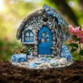 Jardin de fées maison en pierre miniature tuteur résine plante en pot extérieure décoration - Chalet de Conte de Fées