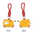 Cute yellow sheep leather keychain pendant with red strap and gold sycee spring tail for car - Bag Packaging / Yellow