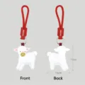 Cute leather sheep keychain with red lanyard, fortune little lamb bag pendant for new year gift. - Bag Packaging / White