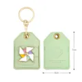 Green PU leather windmill keychain lucky bag pendant card holder charm gift 7x5cm - Pink Green