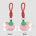 Süßer Leder Schaf Schlüsselanhänger Tasche Anhänger mit rotem Gurt Glücksgeschenk - Glückliches Schaf / Einfache Packung / Rosa