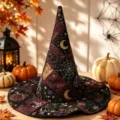 Halloween Hexenhut gesteppt bestickt Patchwork Party Kostüm Festival Magie Hexen Zubehör - SM12