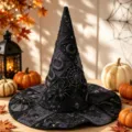 Halloween Hexenhut Gothischer Patchwork Spinnennetz Zauberer Kostüm Party Zubehör für Erwachsene - SM1