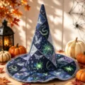 Halloween Hexenhut gesteppter digitaler Druck magisches Kostüm Party Zubehör dunkel - SM8