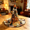 Παραλλαγή καπέλου μάγισσας Halloween με τύπωμα μαύρης γάτας, εορταστικό αξεσουάρ. - Στυλ 5