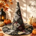 Halloween gesteppter Hexenhut Digitaldruck gruselige Party Kostüm festliche Zauberer Kappe Accessoire - SM16