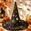 Gesteppter Halloween Hexenhut Zauberer Kostüm Party Kappe Festliche Bestickte Deko Mütze - SM26