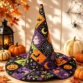 Gesteppter Halloween Hexenhut Zauberhut digitaler Druck Festival Party Kostüm Zubehör - SM19