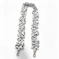 White polka dot scrunchie fabric strap for stylish handbag and phone lanyard with gold clasps. - White Base Black Polka Dot / With Phone Tether Tab