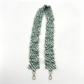 Green white striped ruffled bag strap scrunchie lanyard crossbody phone shoulder strap - Green Stripe / With Phone Tether Tab