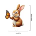 Cute bunny with monarch butterfly acrylic plant stake, detail view of decorative pot insert. - 21