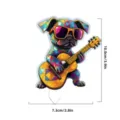 Acrylic cute pug dog guitar plant insert garden stake potted decor detail view size display - 22