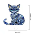Acrylic stained glass blue cat plant stake decorative insert for flowerpots and gardens. - 27