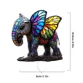 Acrylic mosaic elephant plant pot insert decorative stake, vibrant garden ornament. - 30