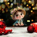 Acrylic cute cartoon flower girl hanging ornament for car pendant backpack decor detail view - 8cm / JH1