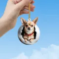 Charmant pendentif en acrylique coquille d'œuf chihuahua pour rétroviseur voiture sac à dos - 8cm / JH1
