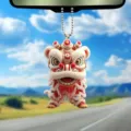 Ornement suspendu de voiture de danse du lion pendentif de rétroviseur en acrylique cadeau - 8cm / 1