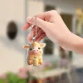 Adorable pendentif porte-clés en acrylique vache dessin animé, breloque sac et rétro auto. - 8cm / Style 1 (Veau)