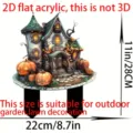 Halloween acrylic haunted house garden stake detail showing pumpkin lawn decor features. - 15cm / Style 2