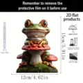 Acrylic garden stake detail showing frog on mushroom design with dimensions and waterproof features. - 15cm / Style 4