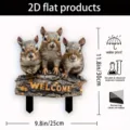 Cute squirrel garden stake resin yard ornament with welcome sign and waterproof design. - Style 9
