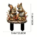 Acrylic garden stake with cute autumn squirrels and nuts pattern, perfect outdoor courtyard decor. - Style 19