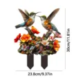 Acrylic hummingbird garden stake detail view, floral yard art decoration, outdoor sign. - Style 22