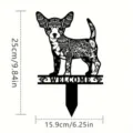 Chihuahua Garden Stake Welcome Yard Sign Metal Outdoor Lawn Patio Yard Art Decoration 25cm - Style 24