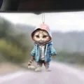 Cute cat acrylic car hanging ornament, rearview mirror decor, backpack charm accessory. - 8cm / JH1