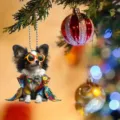 Pendentif en acrylique chien drôle pour rétroviseur de voiture ou décoration de Noël. - 8cm / JH1