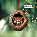 Acrylic red panda Christmas tree hanging ornament, flat printed holiday festive decor item. - Style 12