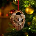 Cute koala tree hollow Christmas tree hanging pendant, 2D printed acrylic holiday decoration. - Style 23