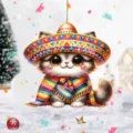 Lindo colgante de coche de gato acrílico, llavero de gatito mexicano y adorno de espejo retrovisor. - 8cm / JH1