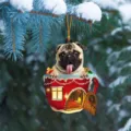 Adorable pendentif de sapin de noël carlin en acrylique décoration pour fête de noël. - 8cm / Style 6