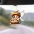 Cute fairy bird nest acrylic car hanging ornament rear view mirror cute interior decor gift - 8cm / JH1