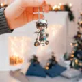 Cute cartoon cat scooter acrylic car pendant rearview mirror hanging ornament backpack decor - 8cm / JH1