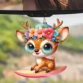 Simpatico cervo dei cartoni animati specchietto retrovisore auto pendente in acrilico - 8cm / Cervo Cartone Animato