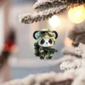 Sympa panda militaire en acrylique décoration d'arbre de Noël pendentif de rétroviseur - 8cm
