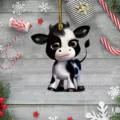 Cute 2D acrylic cow hanging ornament for car rearview mirror, holiday tree and backpack decor. - 8cm / Cow