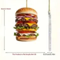 Pendentif suspendu de voiture de hamburger en acrylique plat rétroviseur porte-clés sac à dos 8cm - 8cm / Coloré
