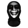 Close-up detail of Halloween spooky face balaclava mask, black mesh fabric with creepy print. - Style 1